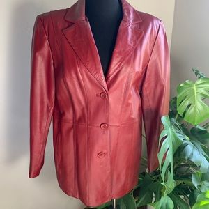 Red leather blazer size L